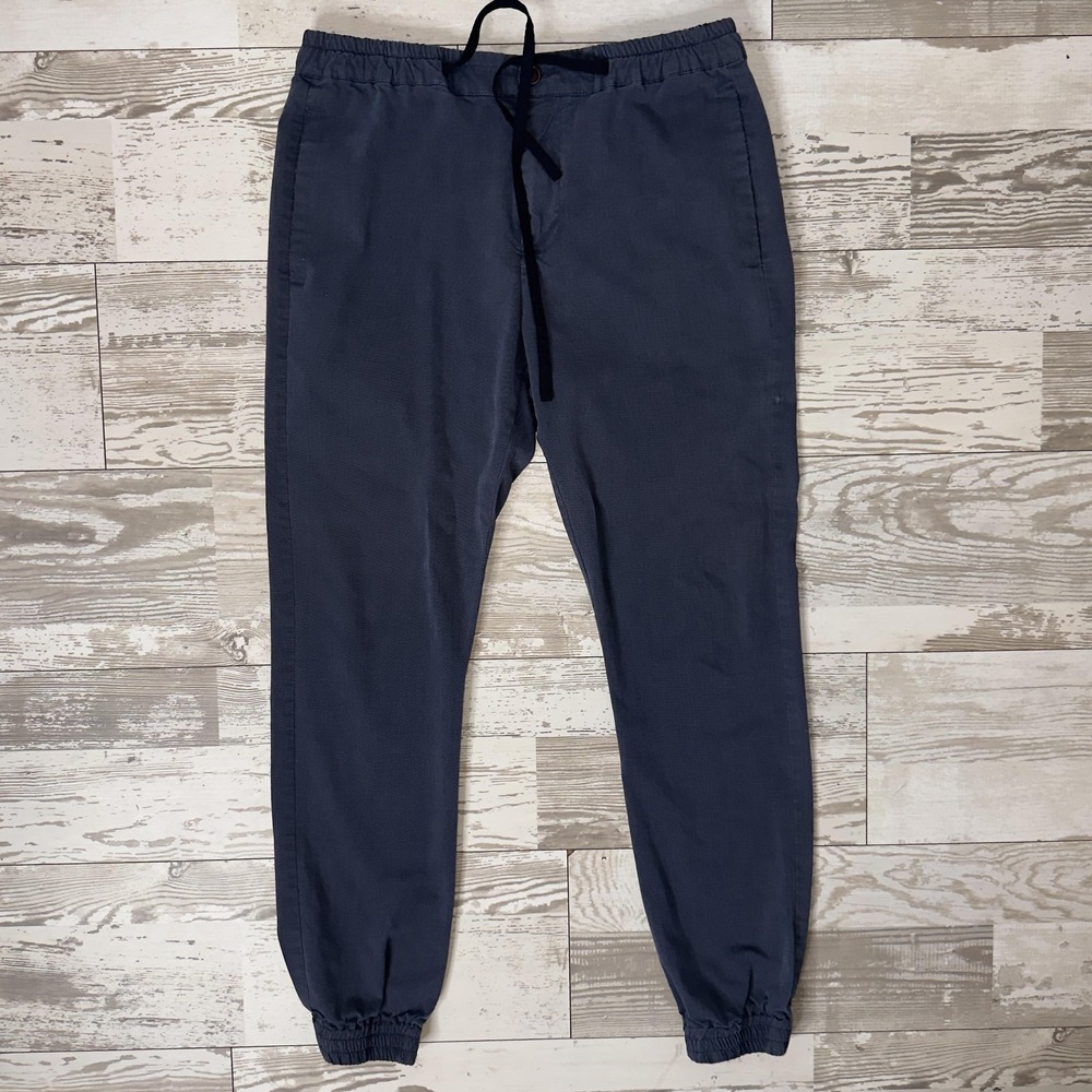 Frank And Oak Jogger Pants Mens 32x32 Blue Broderick Modern Elastic Waist